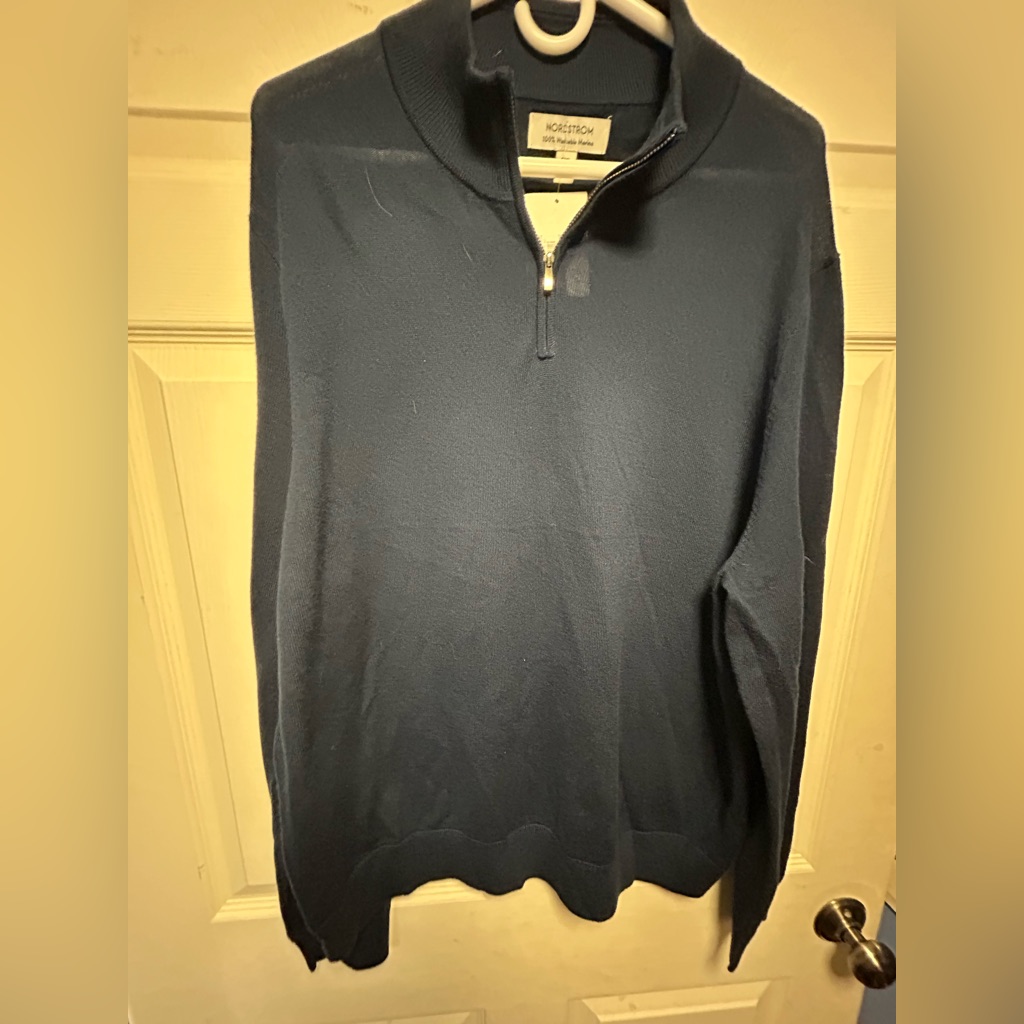 Nordstrom Men's Navy 1/4 Zip-Front Sweater New With Tags